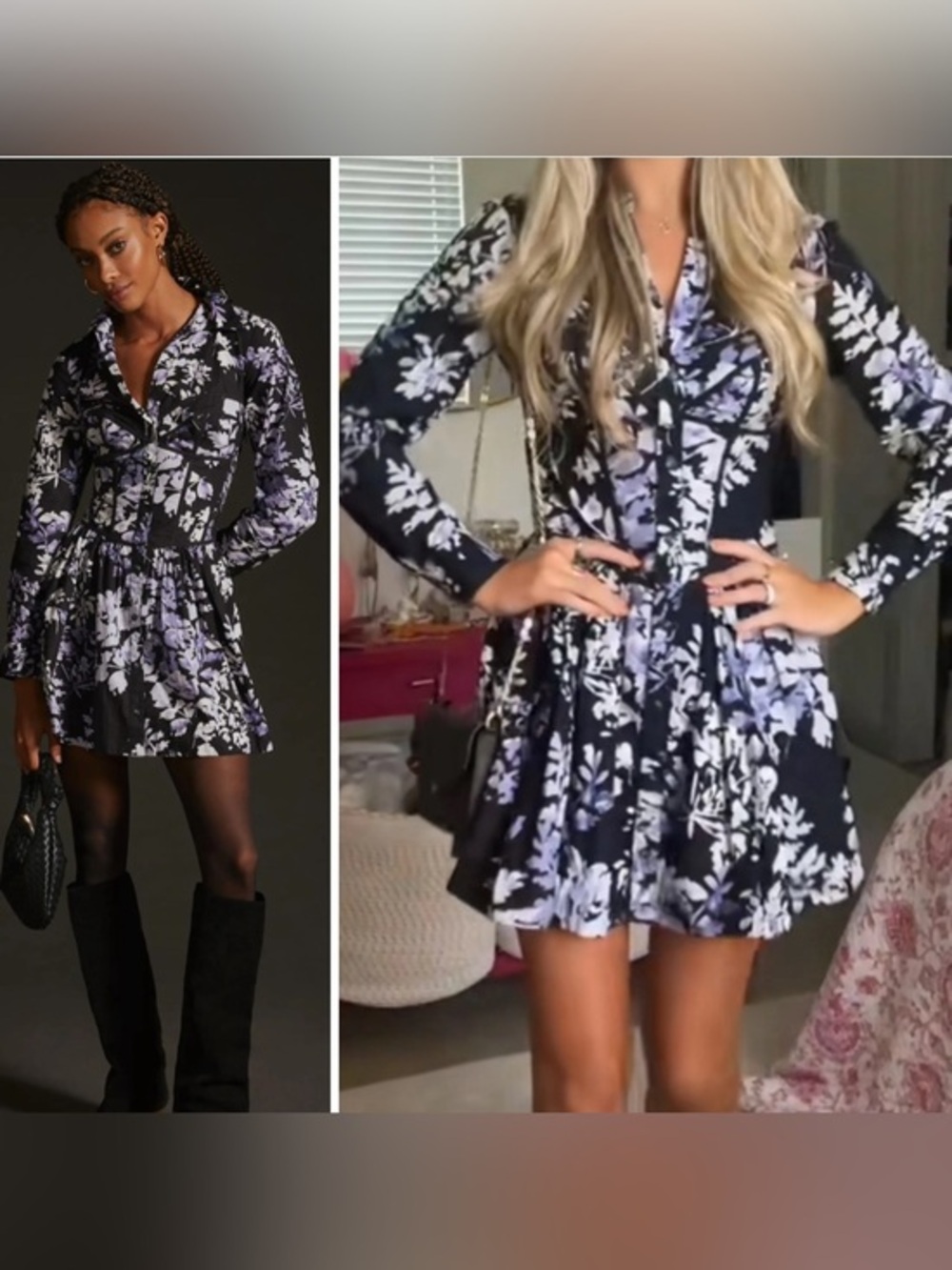Anthropologie Floral Long Sleeve Dress
